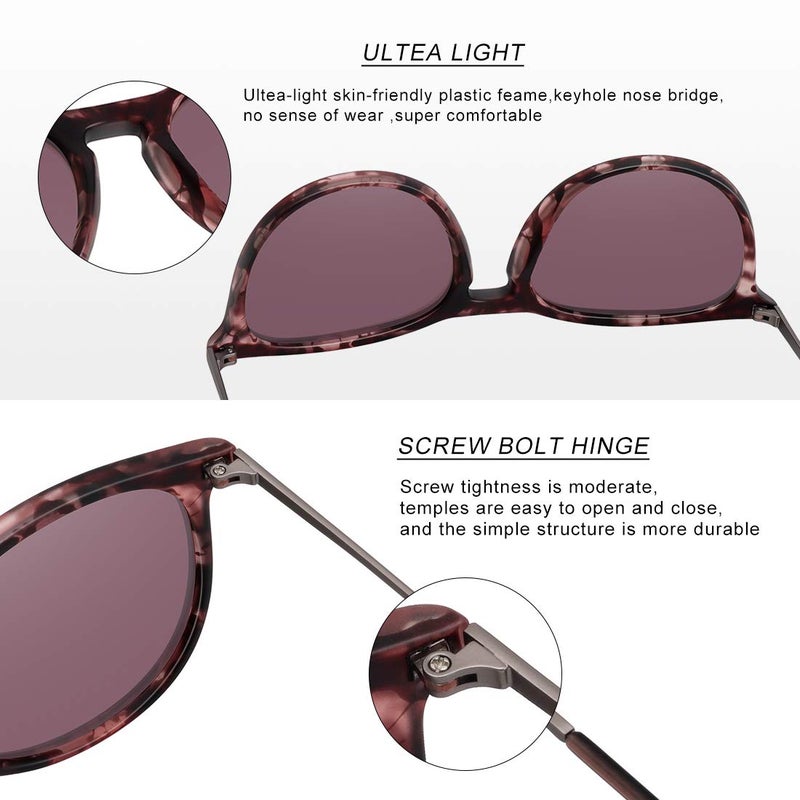 WOWSUN Polarized Sunglasses for Women Vintage Retro Round Mirrored Lens - Image 4